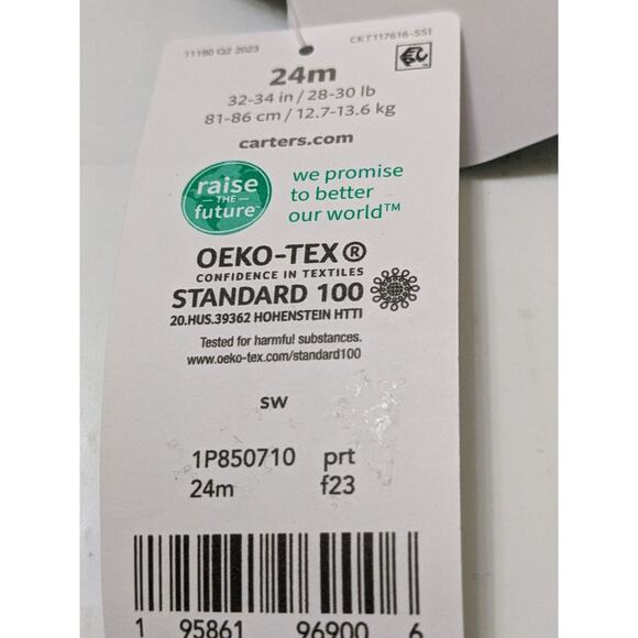 Carter’s 24 Month Red Fire Truck Footed Fleece Sleeper 2 way Zip Gray Oekotex - Picture 5 of 5